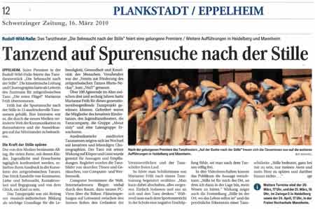 Ausschnitt aus der Schwetzinger Zeitung vom 16. März 2010.