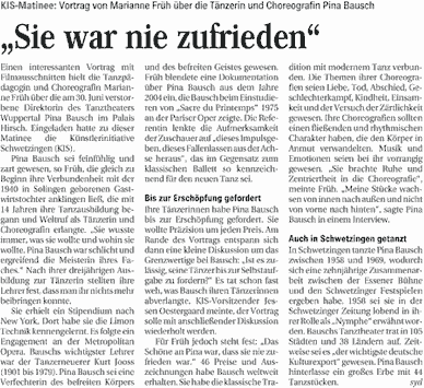 Ausschnitt aus der Schwetzinger Zeitung vom 18. November 2009.